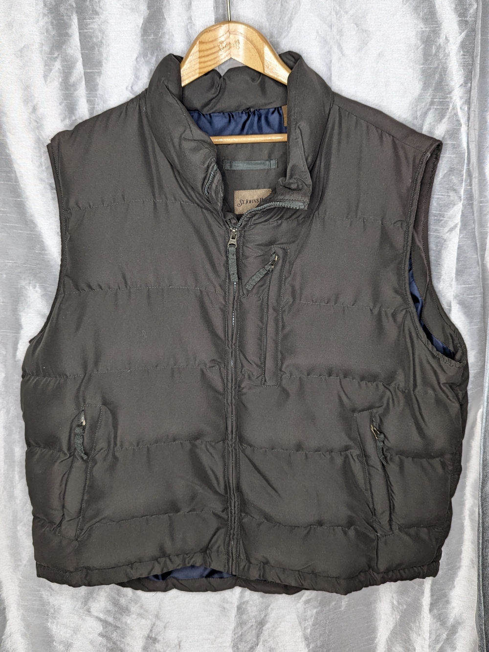 St. John's Bay Vintage Men's Olive Quilted Puffer Vest XL Full Zip  Pockets